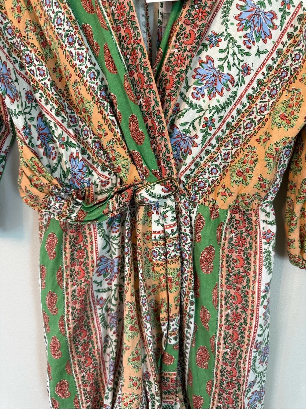 Zara Linen Blend Paisley Floral Patchwork Playsuit Romper NWT S